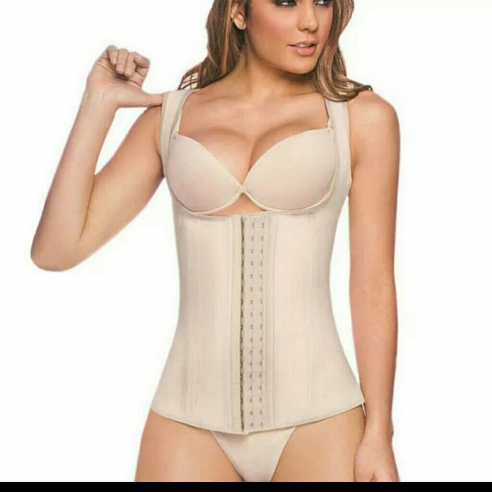 Steel boned vest corset latex waist trainer